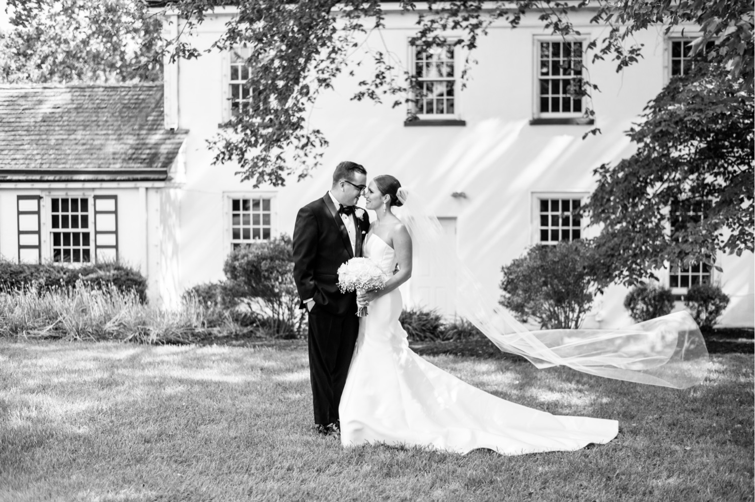 bride and groom portraits at normandy farms